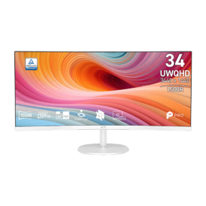 MSI PRO MP341CQW E12 | 34 Inch 1500R Curved 1440p QHD (2K) 120Hz Monitor