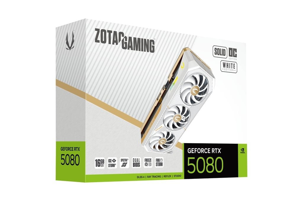 Zotac RTX 5080 Solid OC Edition 16GB Graphics Card (White)