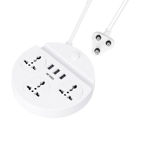 Ant Esports PS330 Power Strip with 3 Universal Sockets, 3 USB Ports (White) Power Strip