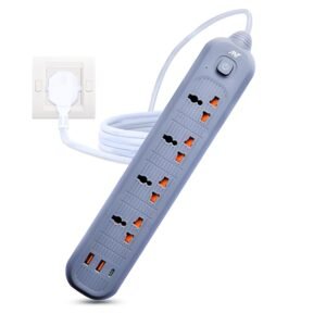 Ant Plus PS421 Power Strip with 4 Universal Socket, 2 USB, 1 Type-C Ports (Grey) Power Strip
