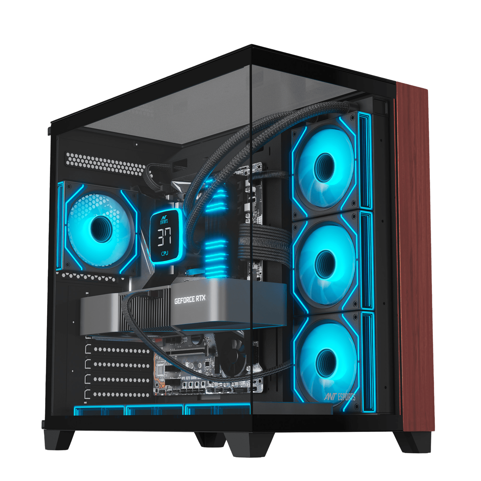 Ant Esports Crystal Wood ARGB (Black) Cabinet