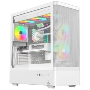 TAG Gamerz Aurora-Mesh, 6 ARGB Fans, ATX Mid-Tower Cabinet (White)