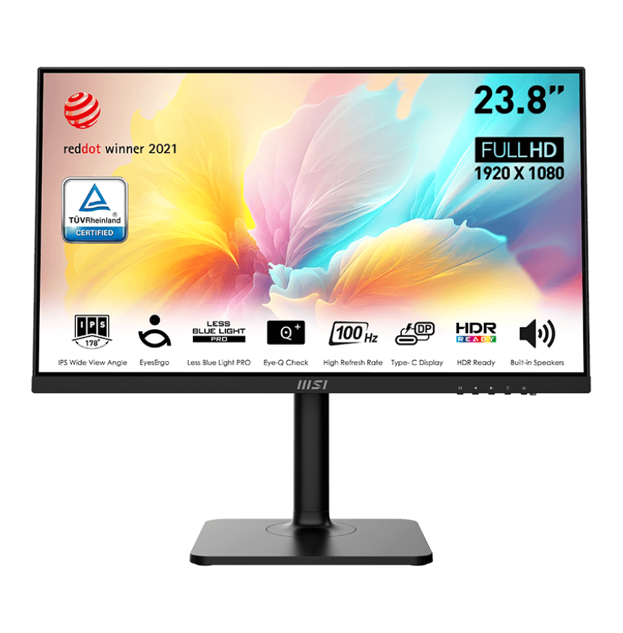 MSI Modern MD2412P | 24 Inch 1080p FHD 100Hz IPS USB Type-C Adjustable Stand (Black)